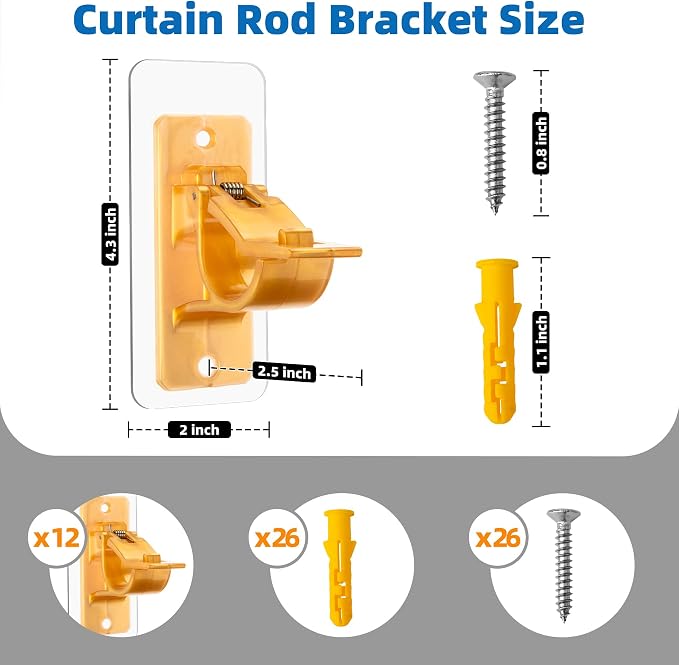 Antimbee 12PCS Self Adhesive Curtain Rod Bracket, No Drilling Curtain Rod - Image 7