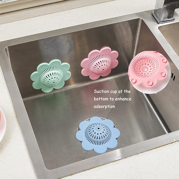 4PCS Drain Hair Catcher Shower Drain Covers Durable Silicone Hair Stopper - Image 3
