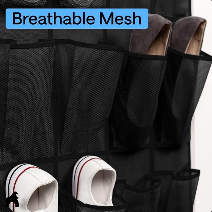 GORILLA GRIP Over the Door Shoe Organizer, 24 Large Pockets, Space Saving - Image 5