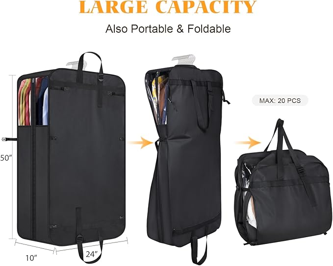 Univivi Garment Bag for Moving, Heavy Duty Suit Bag, 50 Inch, Non-woven Fabric - Image 2