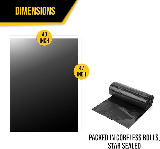 Aluf Plastics 45 Gallon 1.5 MIL Black Heavy Duty Trash Bags - Image 5