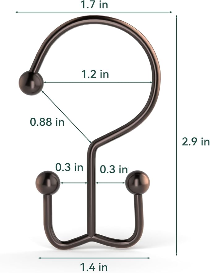 Shower Curtain Hooks, Durable Shower Curtain Rings Rust Proof, Double Glide - Image 4