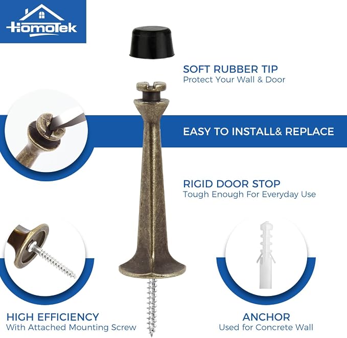 HOMOTEK 4 Pack Heavy Duty Solid Rigid Door Stop - Image 3