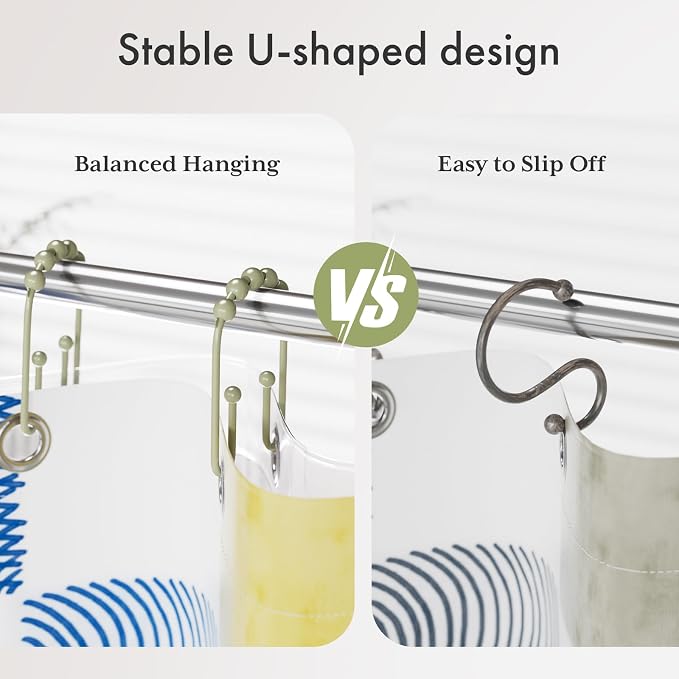 AmazerBath Sage Green Shower Curtain Hooks - Image 2
