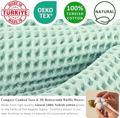 PÜSKÜL Natural 100% Turkish Cotton Waffle Bath Towels Set of 2, Extra-Large - Image 3