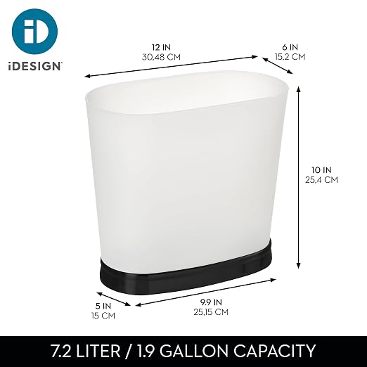 iDesign Slim Bathroom Trash Can, Small Plastic Garbage Can - Image 4