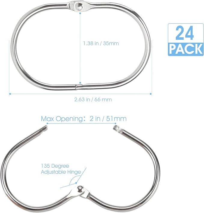 24 Pcs Shower Curtain Rings, Shower Curtain Hooks, Oval Snap Shower Rings - Image 5