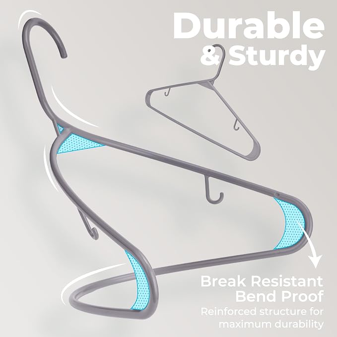 HOUSE DAY Grey Plastic Hangers 20 Pack, Slim Space-Saving Clothes Hangers | - Image 8