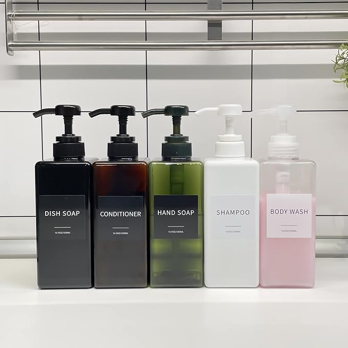 Soap Dispenser with Waterproof Labels, Thickened Plastic Hand Soap Dispenser - Image 7