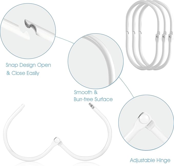 24 Pcs Shower Curtain Rings, Shower Curtain Hooks, Oval Snap Shower Rings - Image 4