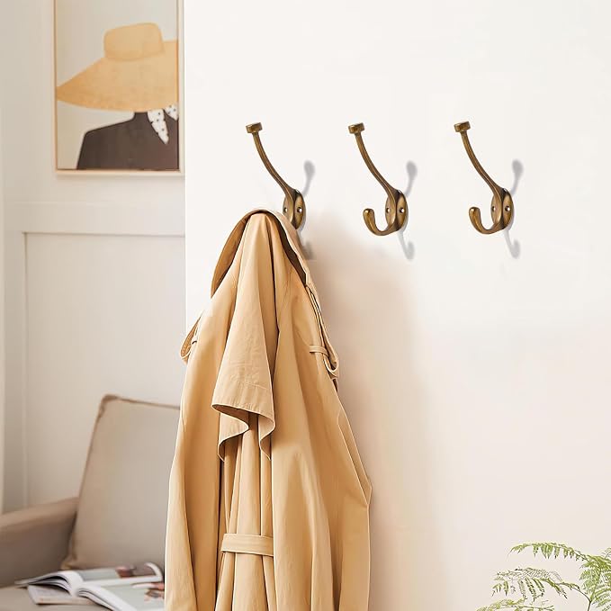 The 10 Pack 5-1/2 inch Antique Brass Coat Hook zinc Alloy mudroom Hooks is - Image 3