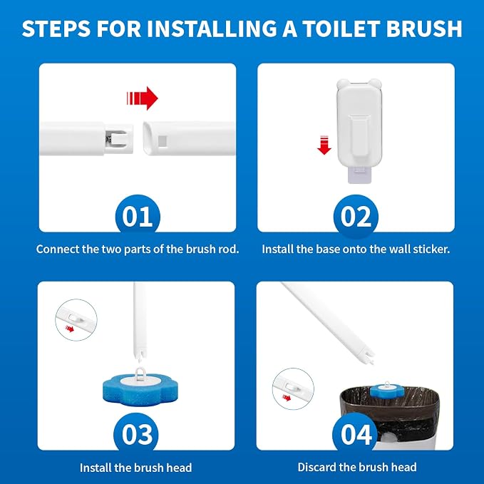 Disposable Toilet Brush with 48 Refills, Toilet Cleaning Supplies, Toilet Wand - Image 10