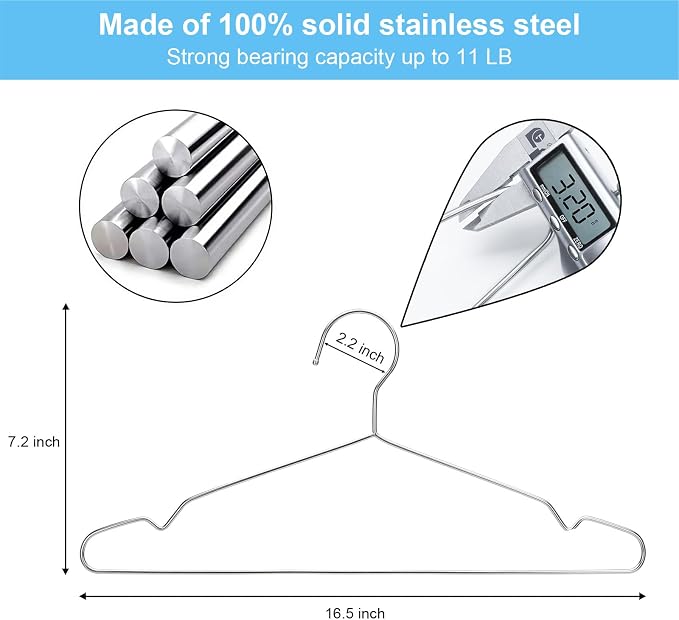 Seropy Clothes Hangers 50 Pack Coat Hangers Wire Hanger Bulk Metal Hanger Non - Image 3