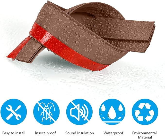 Ainiv 2 Pack Door Draft Stopper Under Door Seal, Adhesive Under Door Sweep - Image 5