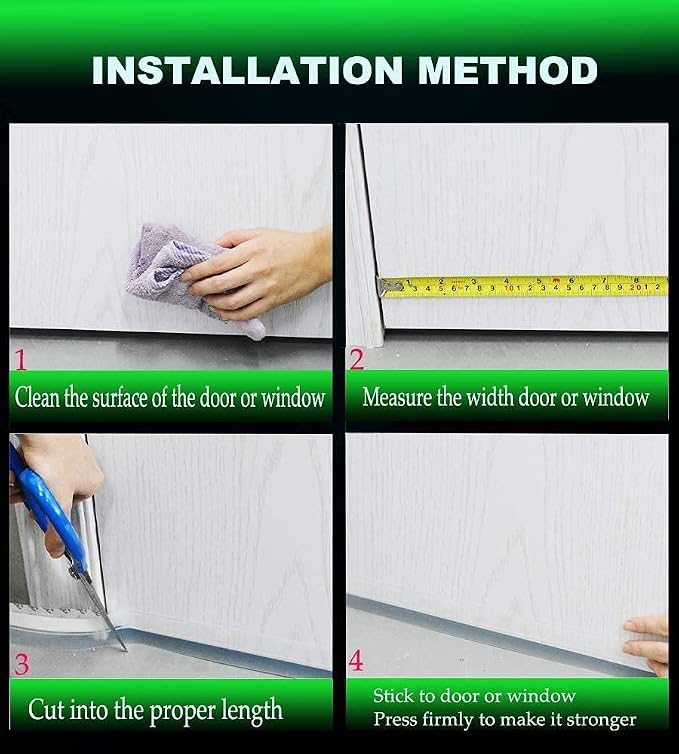 Door Weather Stripping Door Seal Strip, 1.8 in Self Adhesive Clear | Door Draft - Image 9