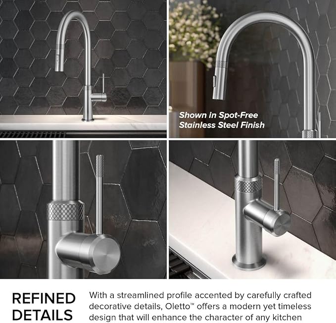KRAUS Oletto Modern Industrial Pull-Down Single Handle Kitchen Faucet in Matte - Image 7
