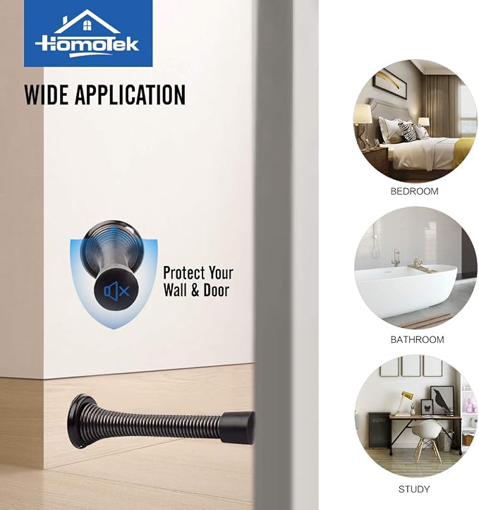 HOMOTEK 30 Pack Oil Rubbed Bronze Spring Door Stops, 3-1/8” Heavy Duty Door Stop - Image 3