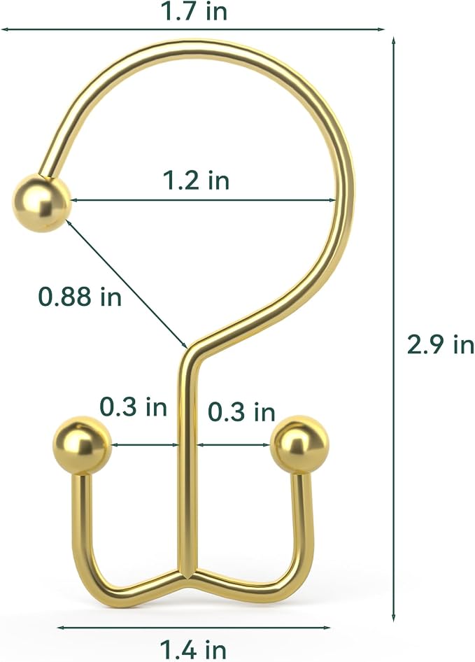 24 Pcs Shower Curtain Hooks, Goowin Shower Curtain Rings, Durable Gold Shower - Image 3