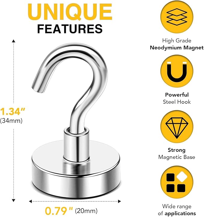 DIYMAG Magnetic Hooks, 50lbs Heavy Duty Magnets - Image 3