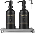 Luxspire 17 oz Glass Liquid Soap Dispenser Set, 2 Pack | Anti-drip pump by Luxspire