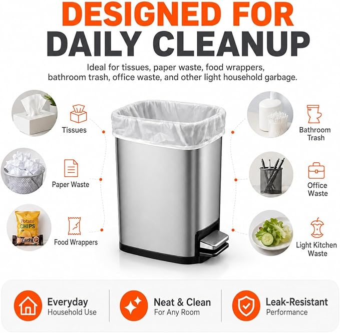 1 Gallon Small Clear Trash Bags Garbage Bags by RayPard, fit 0.5, 1 Gal Waste - Image 6