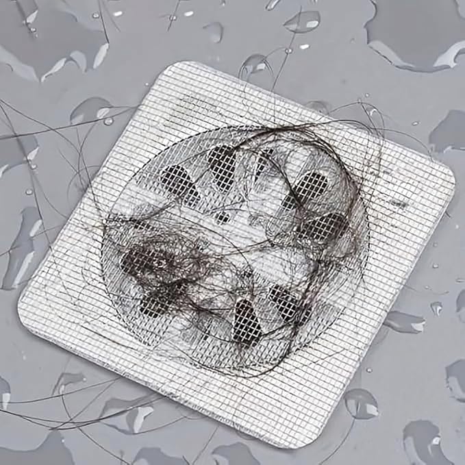 Disposable Shower Drain Hair Catcher Mesh Stickers, Stainless Steel Hair Catcher - Image 3