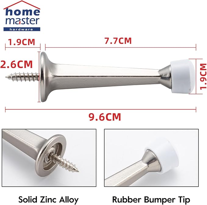 HOME MASTER HARDWARE 3" Heavy Duty Solid Door Stop, 12 Pack, Satin Nickel | - Image 2