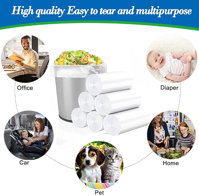 Hommaly 5 Gallon 212pcs Small Clear Trash Bags Strong Clear Garbage Bags - Image 6