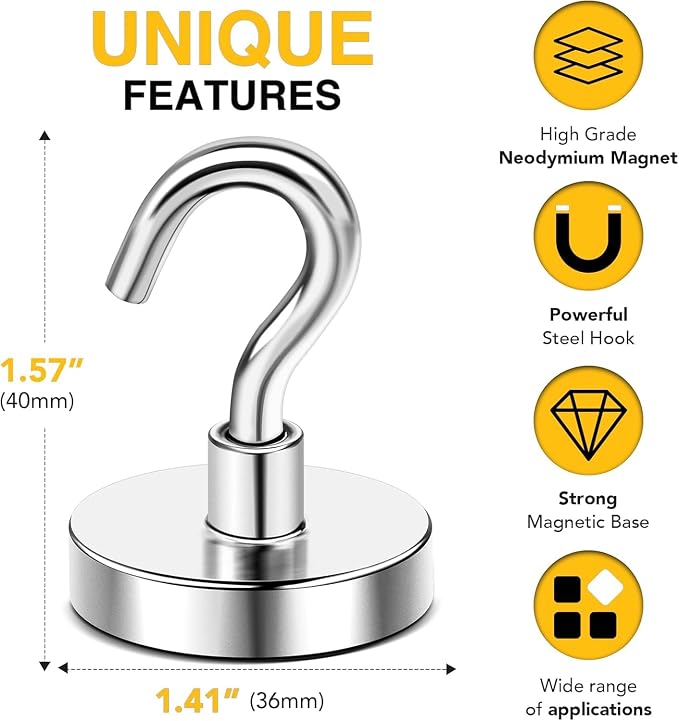 DIYMAG Magnetic Hooks, 170lbs Heavy Duty Magnets - Image 2