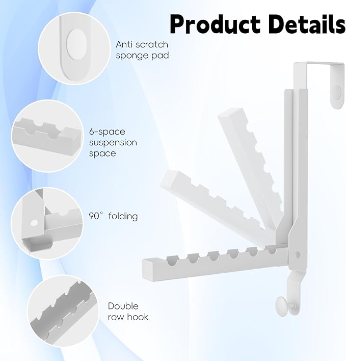 4 Pack Over The Door Hanger Folding Clothes Drying Rack, Folding Hanging Coat - Image 4