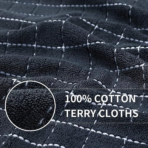 Homaxy 100% Cotton Terry Kitchen Towels, 2 Pack, Dark Grey - Image 2