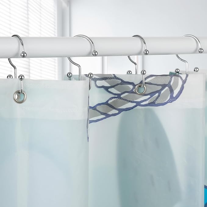 24 Pcs Shower Curtain Hooks, Goowin Shower Curtain Rings, Durable Silver Shower - Image 6