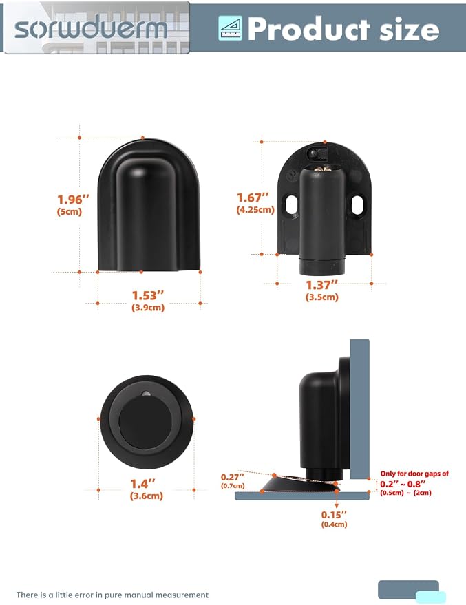 4 Pack Black Door Stopper Magnetic Door Cathc Matte Black Floor Mounted Door - Image 7