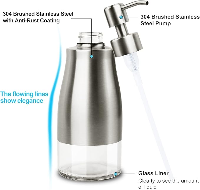 AUMIO 2-Pack Soap Dispenser Set, Brushed Nickel & Black - Image 3