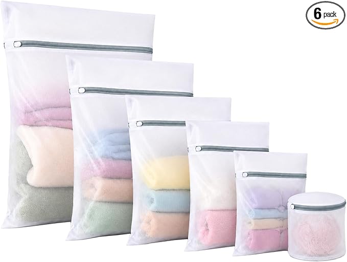 6 Pcs Mesh Laundry Bags for Delicates, Fine Mesh Wash Bag Set 6 Sizes by TESKYER