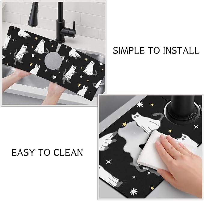 Halloween Kitchen Sink Splash Guard Faucet Mat, Farmhouse Sink Splash Guard - Image 4