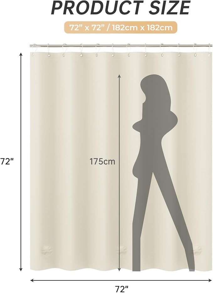 AmazerBath Beige Shower Curtain Liner Plastic, 8G PEVA Shower Liner Cream - Image 7