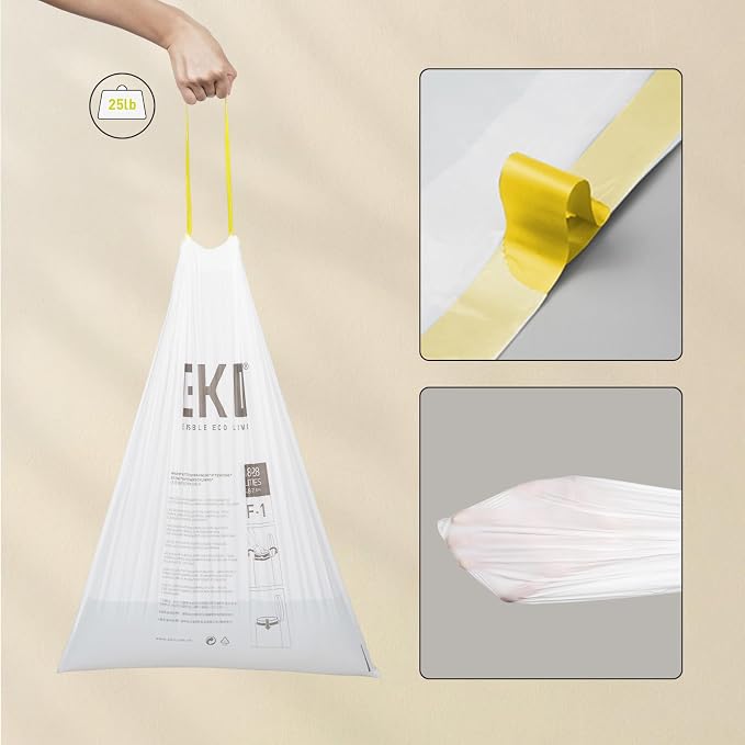EKO 8 Gallon / 30.3 Liter, Extra-Strong Unscented Garbage Bags, Easy-Dispense - Image 2