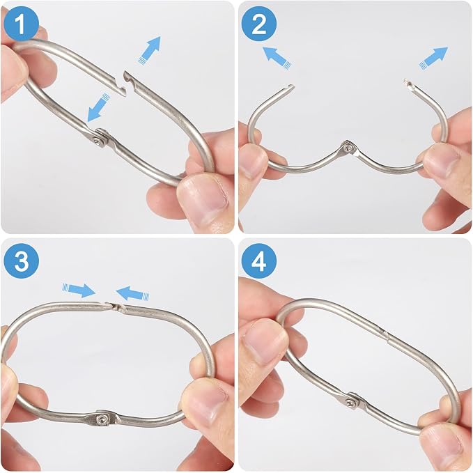 24 Pcs Shower Curtain Rings, Goowin Shower Curtain Hooks, Oval Snap Shower Rings - Image 7