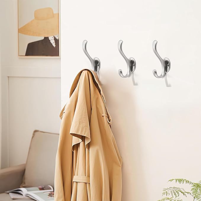 Satin Nickel Coat Hooks 8 Pack Hardware Towel Hooks - Image 3