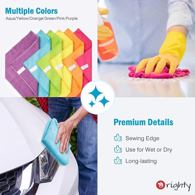 Orighty Microfiber Cleaning Cloth Bulk, 150 Pack Cleaning Rags, 12 x 11 in | - Image 5