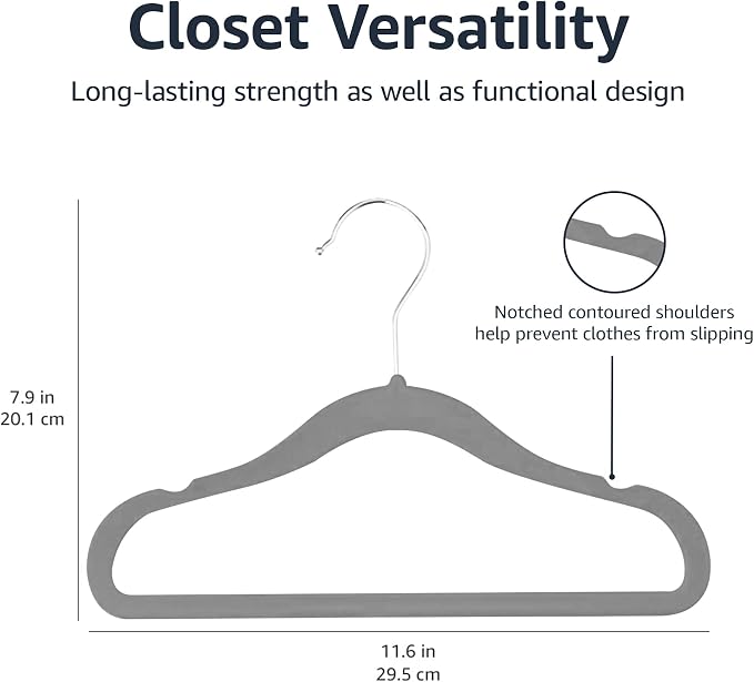 Amazon Basics Kids Space Saving Velvet Non-Slip Clothes Hangers - Image 4