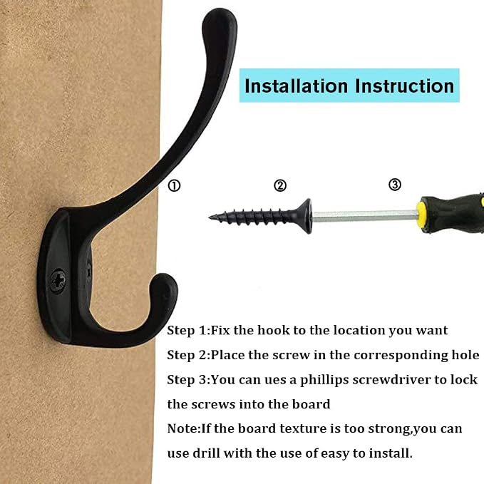 IBosins 30 Pack Heavy Duty Utility Black Dual Coat Hooks - Image 3
