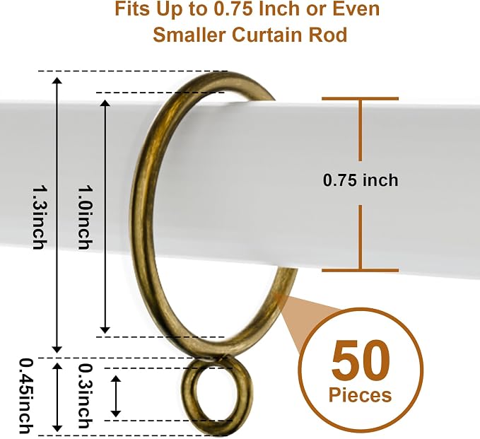 50 Packs Bronze Metal Curtain Rings - Image 2