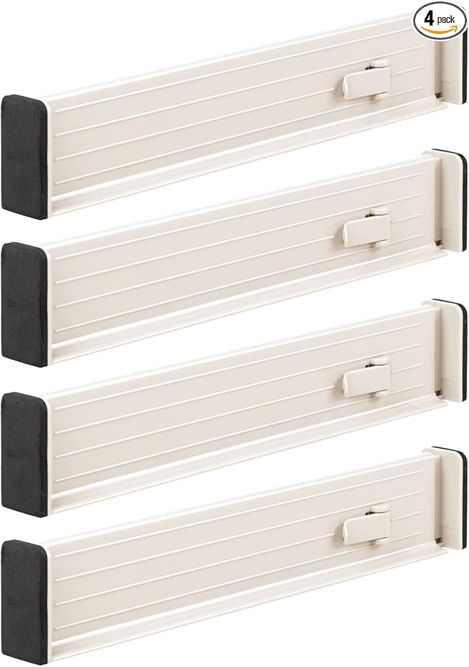 mDesign Set of 4 Drawer Dividers – Expandable Drawer Organiser Set by mDesign
