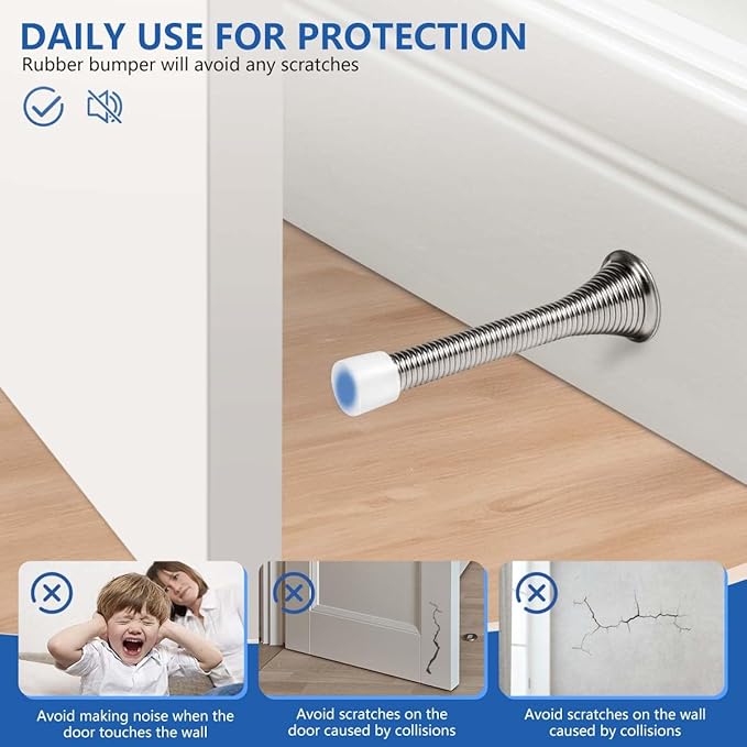 KISEER 12 Pack Spring Door Stops 3 1/4 Inch Flexible Heavy Duty Spring Door - Image 6