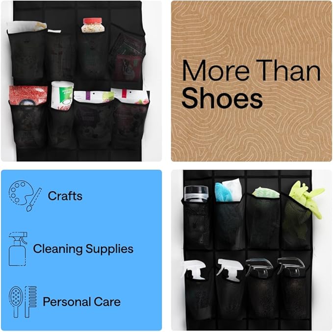 GORILLA GRIP Over the Door Shoe Organizer, 24 Large Pockets, Space Saving - Image 6