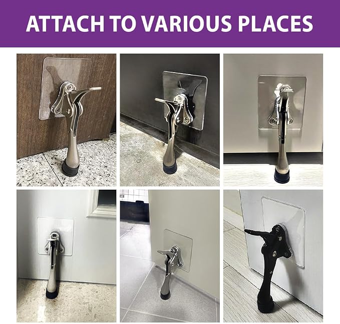 HASHI 6 Inch Kickdown Door Stopper No Drilling, Hands-Free Foot Operated Door - Image 6