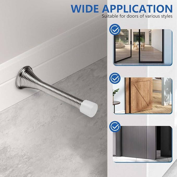 KISEER 12 Pack Spring Door Stops 3 1/4 Inch Flexible Heavy Duty Spring Door - Image 5