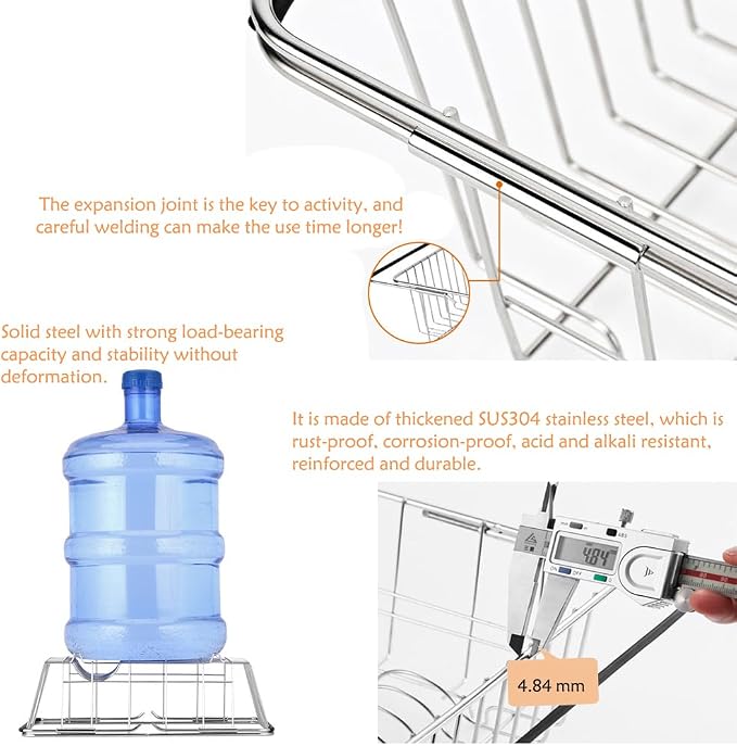NiuYichee Stainless Steel Dish Drying Rack, Expandable Fruit & Vegetable Drain - Image 10